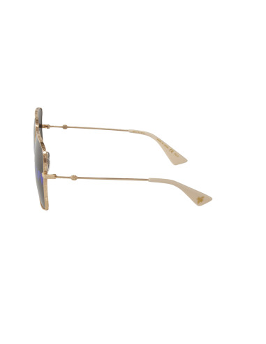 Gucci Gg0414S 002 Square Metal Negro Dorado | Sunnies.uno