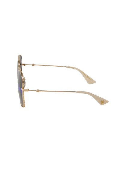 Gucci Gg0414S 002 Square Metal Negro Dorado | Sunnies.uno