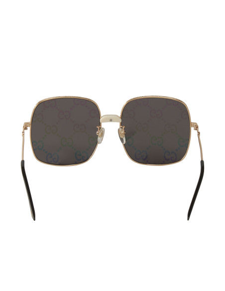 Gucci Gg0414S 003 Square Metal Espejo Negro Dorado | Sunnies.uno