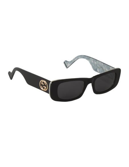 Gucci Gg0516S 001 Rectangle Shape Negro Gris Clasico Original | Sunnies.uno