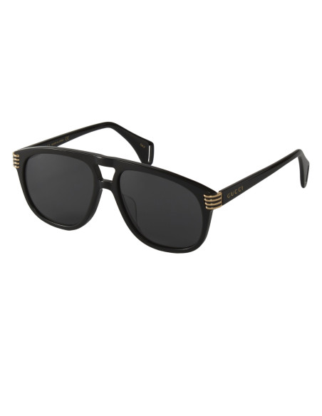 Gucci Gg0525s 001 Aviador Acetato Negro Dorado