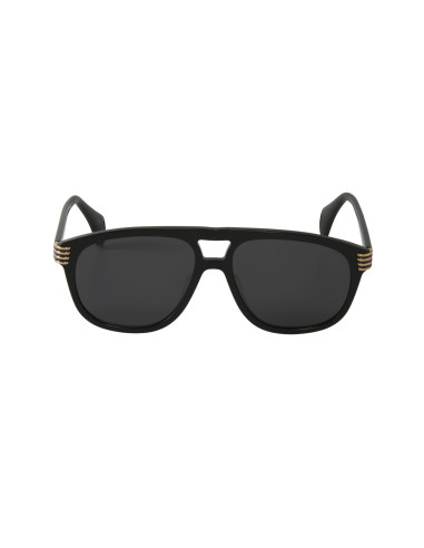 Gucci Gg0525s 001 Aviador Acetato Negro Dorado