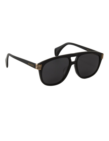 Gucci Gg0525s 001 Aviador Acetato Negro Dorado