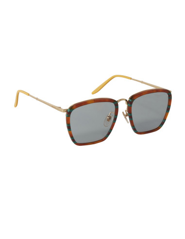 Gucci Gg0673S 003 Square Metal Naranja Verde Original | Sunnies.uno