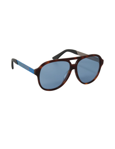 Gucci Gg0688S 004 Aviator Metal Carey Azul Original | Sunnies.uno