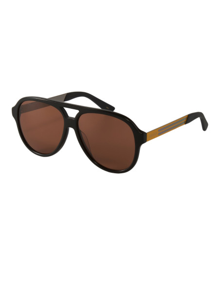 Gucci Gg0688S 005 Aviator Metal Cafe Amarillo Negro | Sunnies.uno