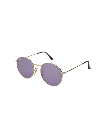 Ray Ban Rb3447N 001/8o Round Metal Flat Lila Espejo Dorado | Sunnie...