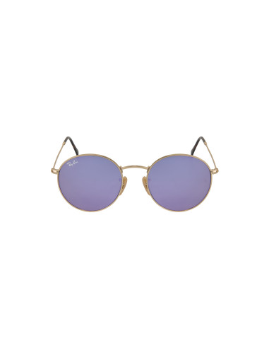 Ray Ban Rb3447N 001/8o Round Metal Flat Lila Espejo Dorado | Sunnie...