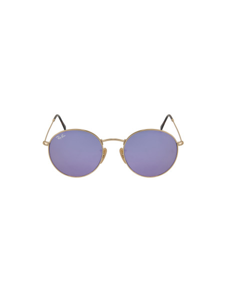 Ray Ban Rb3447N 001/8o Round Metal Flat Lila Espejo Dorado | Sunnie...