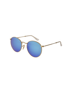 Ray Ban Rb3447 112/17 Round Metal Azul Espejo Dorado Icon | Sunnies...