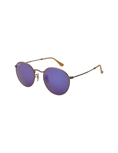 Ray Ban Rb3447 167/1M Round Metal Morado Espejo Bronce Original