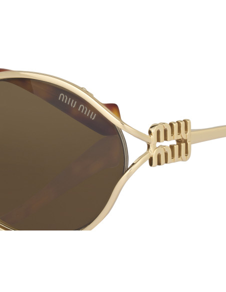 Miu Miu MU 52YS 7OE-01T Oval Shape Gold Coffe