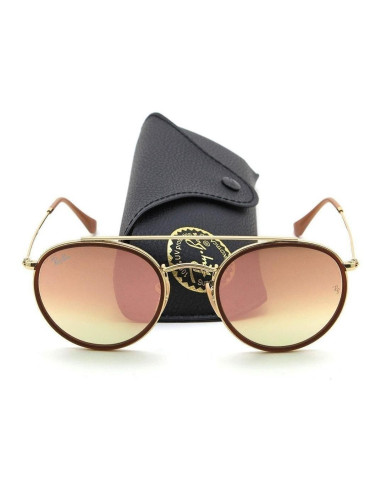 Ray Ban Rb3647n 001/7o Round Double Bridge Rosa Espejo Dorad | Sunn...