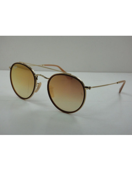 Ray Ban Rb3647n 001/7o Round Double Bridge Rosa Espejo Dorad | Sunn...