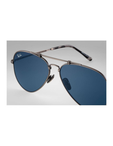 Ray Ban Rb8125 9138t0 Aviator Titanium Blue Classic Pewter | Sunnie...