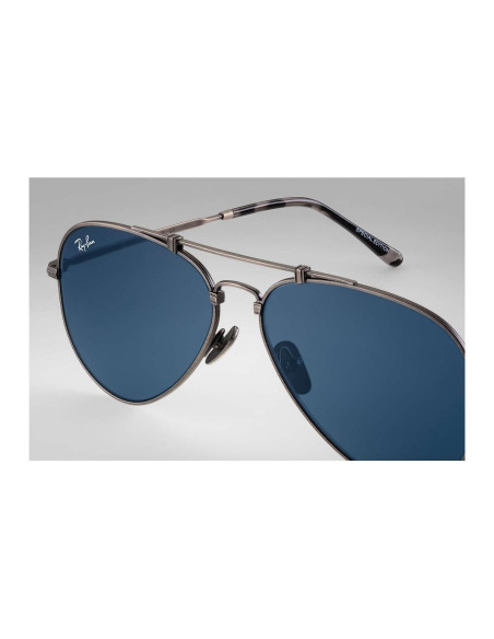 Ray Ban Rb8125 9138t0 Aviator Titanium Blue Classic Pewter | Sunnie...